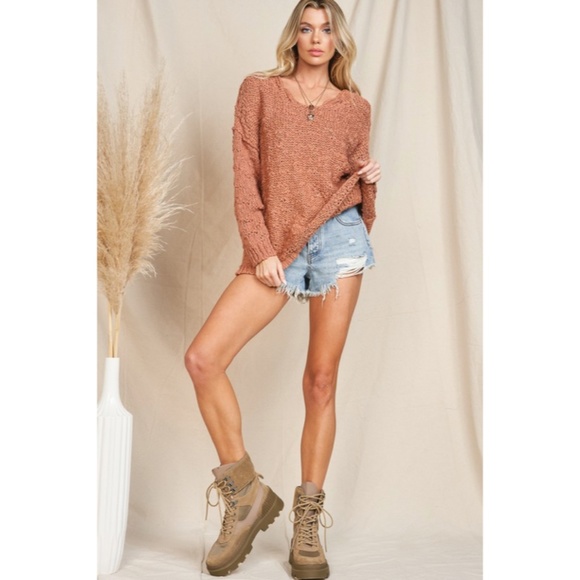 SOLD OUT Copper Pullover Textured Knit Long Sleeve Womens Casual Fall Winter - Picture 6 of 9